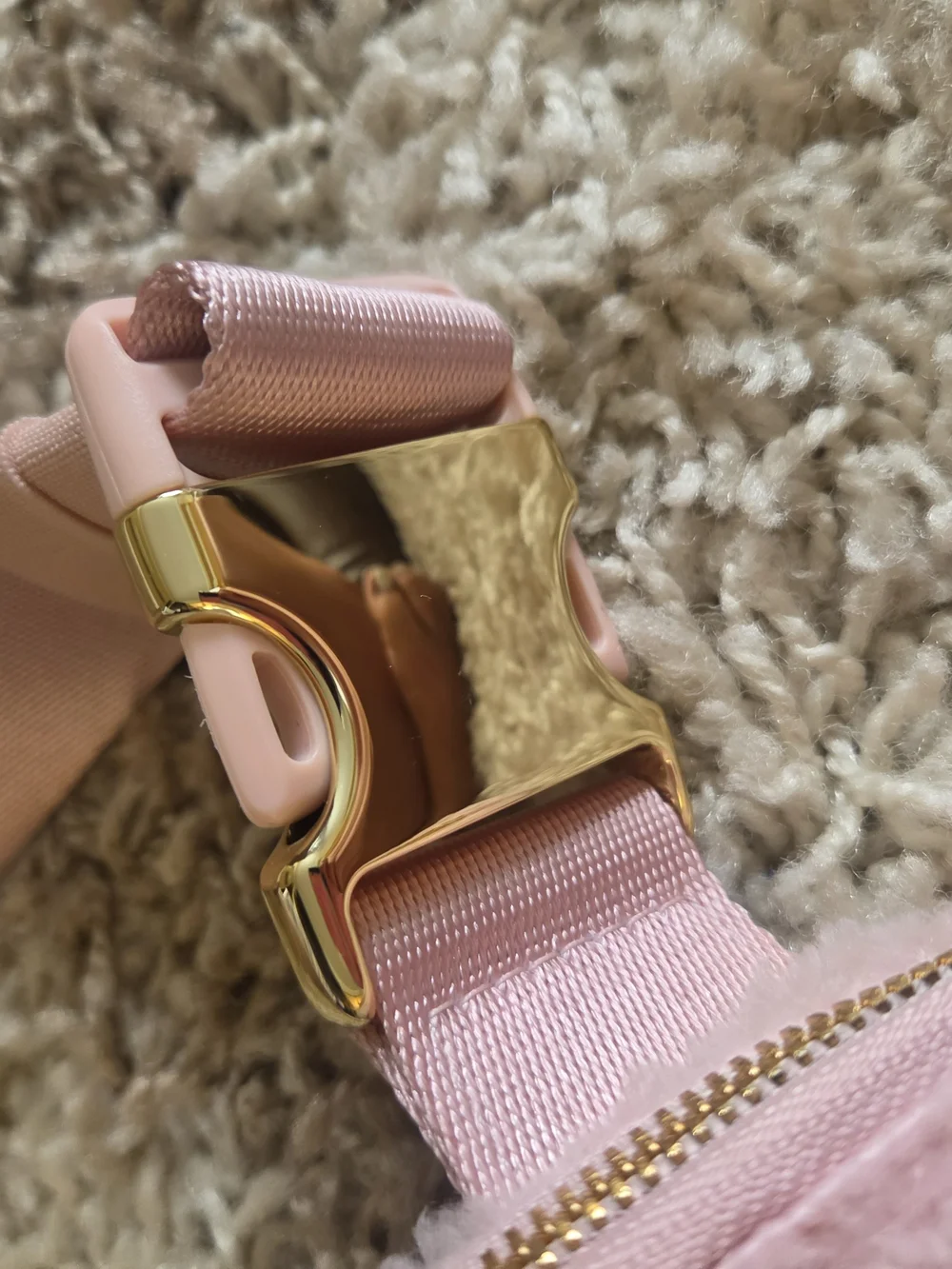 lululemon athletica Pink Sherpa Crossbody with Gold Hardware